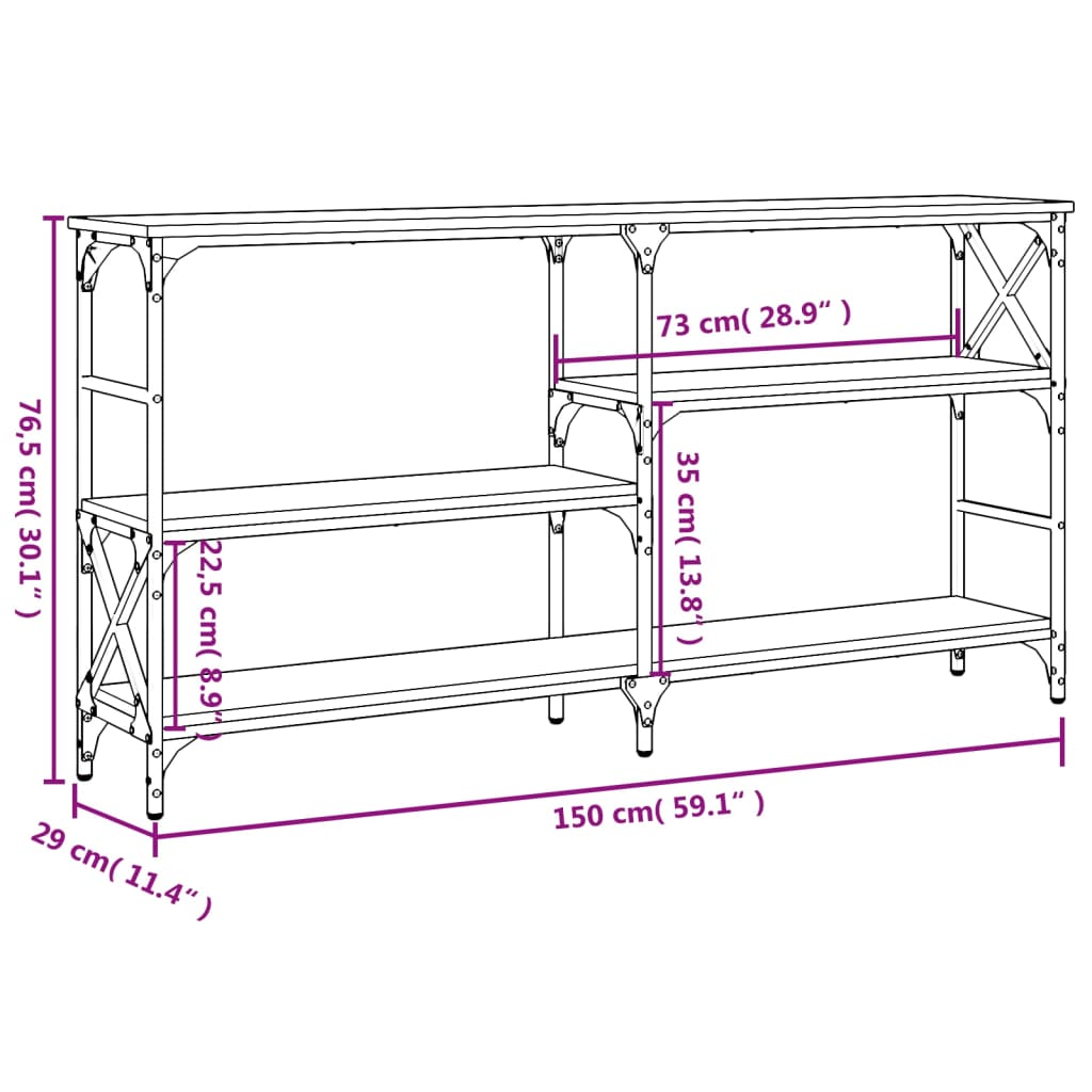 Konzolni stol boja hrasta 150x29x76,5 cm od konstruiranog drva