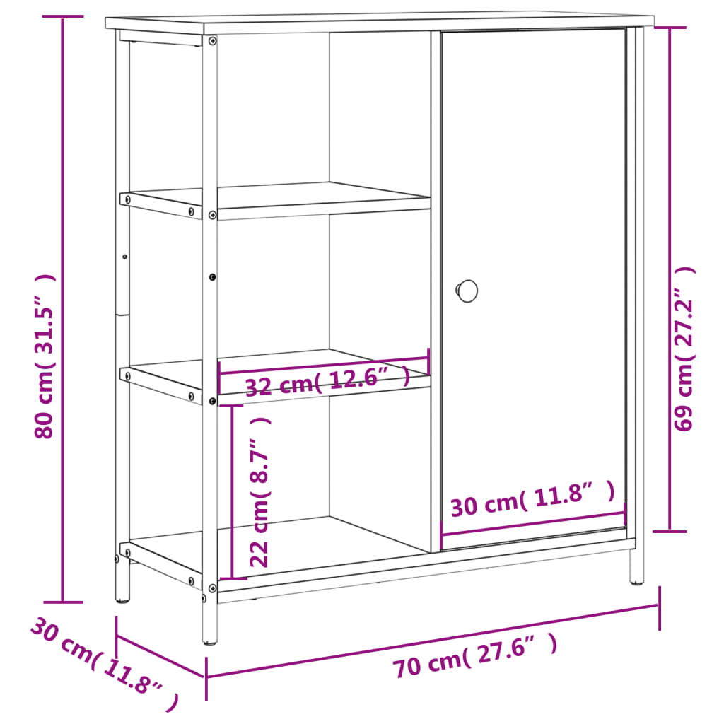 Komoda Sonoma hrast 70x30x80 cm Konstruirano drvo