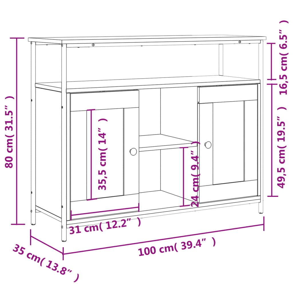 Komoda boja hrasta sonome 100 x 35 x 80 cm konstruirano drvo