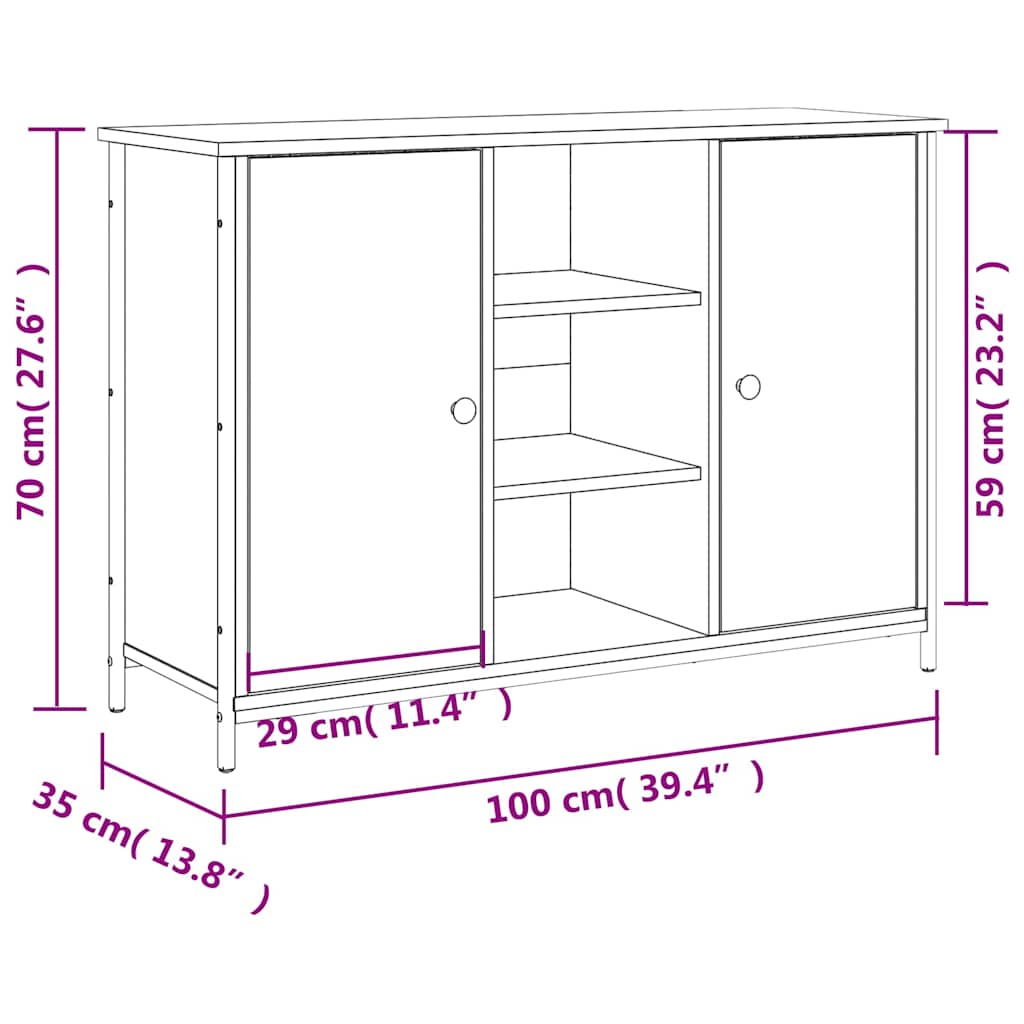 Komoda boja dimljenog hrasta 100 x 35 x 70 cm konstruirano drvo