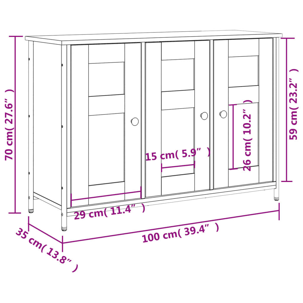 Komoda boja dimljenog hrasta 100 x 35 x 70 cm konstruirano drvo