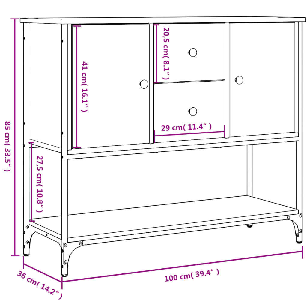 Komoda boja hrasta sonome 100x36x85 cm konstruirano drvo