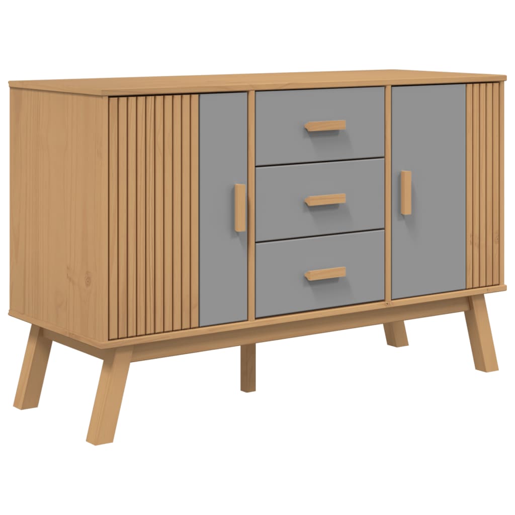 Komoda OLDEN sivo-smeđa 114 x 43 x 73,5 cm od masivne borovine