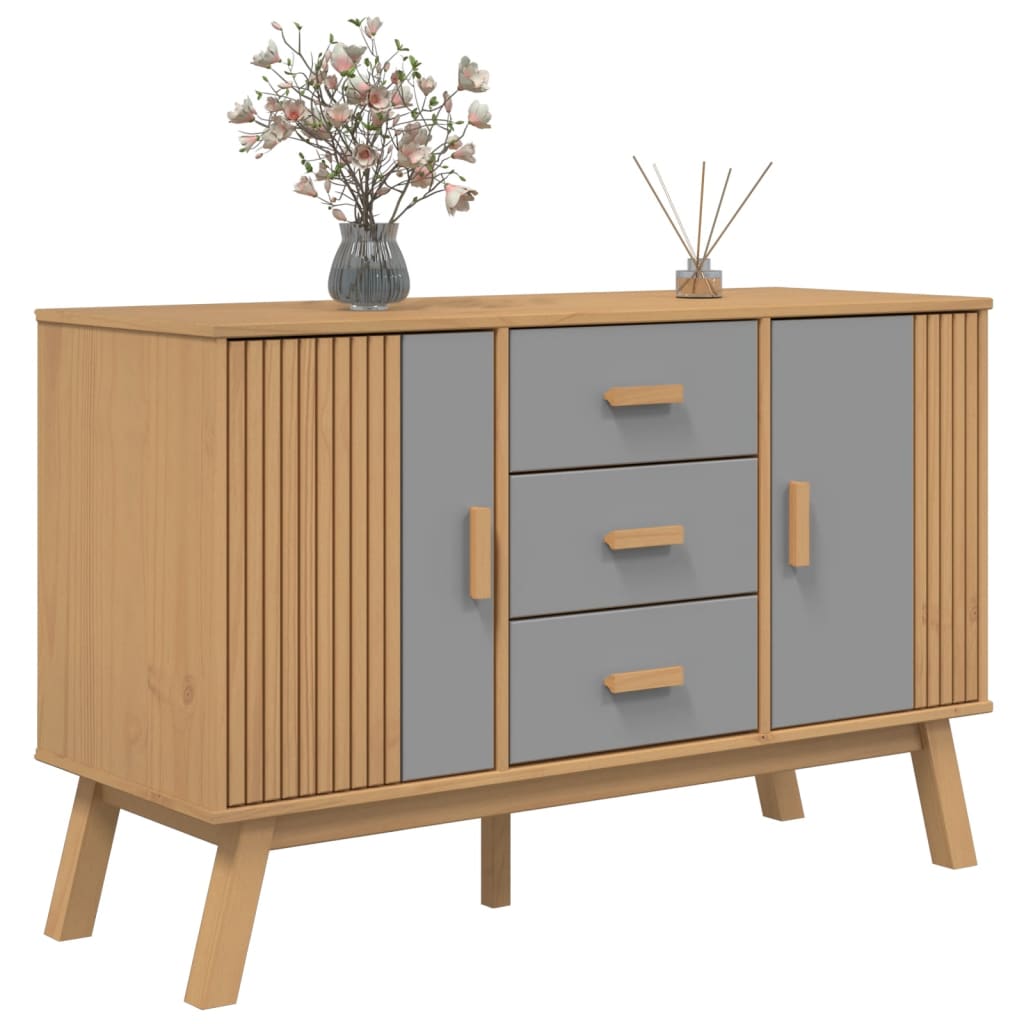 Komoda OLDEN sivo-smeđa 114 x 43 x 73,5 cm od masivne borovine