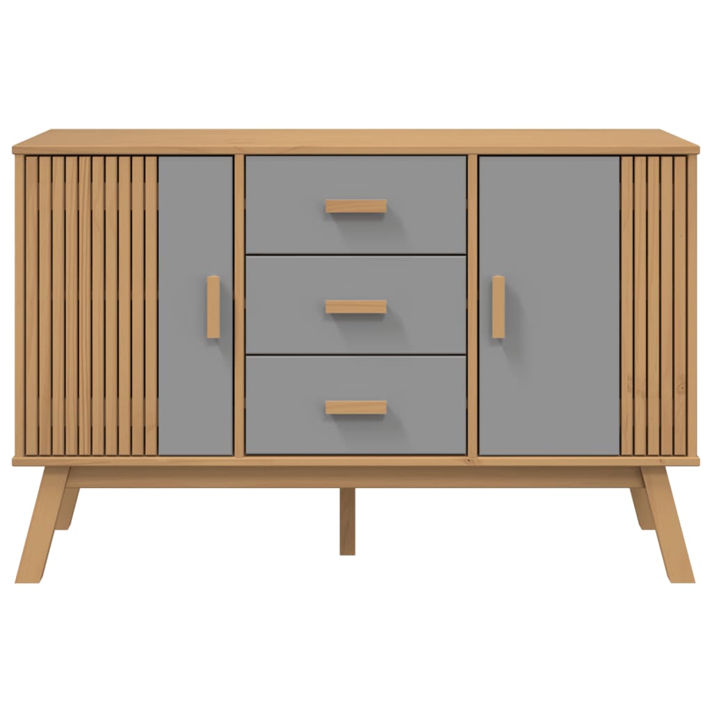 Komoda OLDEN sivo-smeđa 114 x 43 x 73,5 cm od masivne borovine