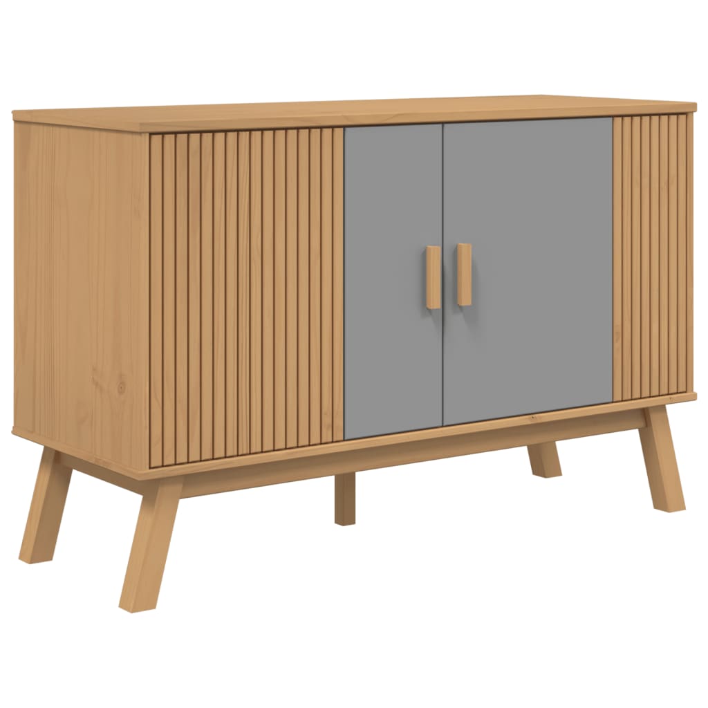 Komoda OLDEN sivo-smeđa 114 x 43 x 73,5 cm od masivne borovine