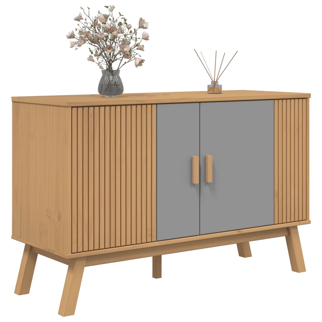 Komoda OLDEN sivo-smeđa 114 x 43 x 73,5 cm od masivne borovine