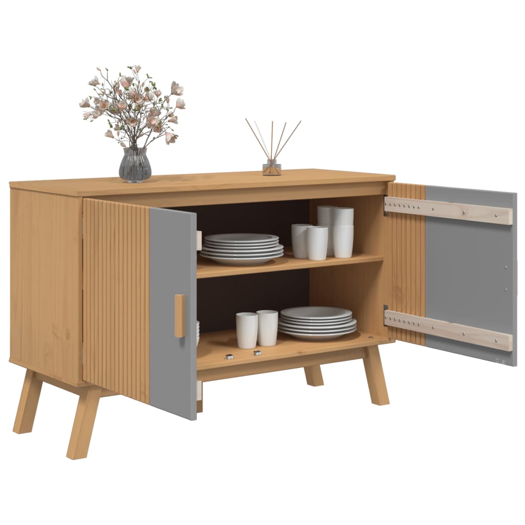 Komoda OLDEN sivo-smeđa 114 x 43 x 73,5 cm od masivne borovine