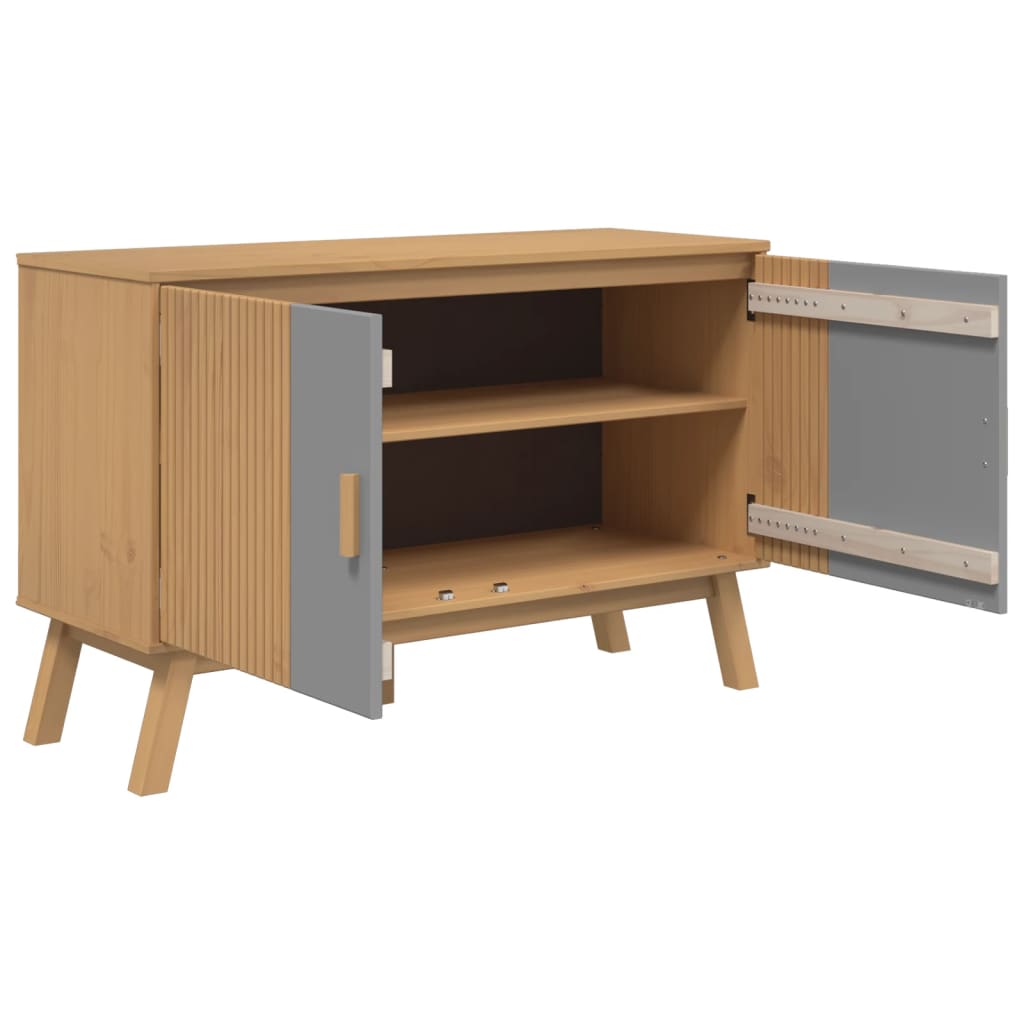 Komoda OLDEN sivo-smeđa 114 x 43 x 73,5 cm od masivne borovine