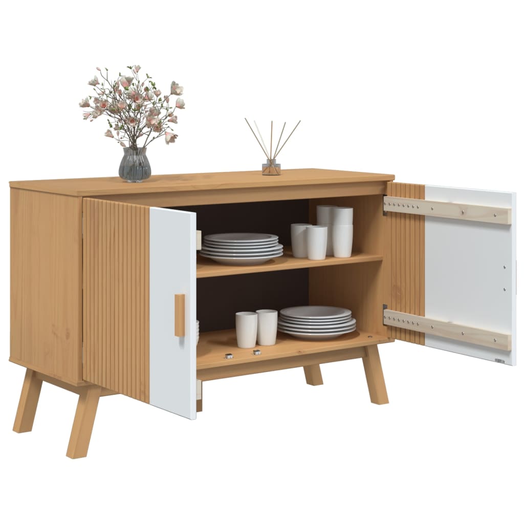 Komoda OLDEN bijelo-smeđa 114x43x73,5 cm od masivne borovine
