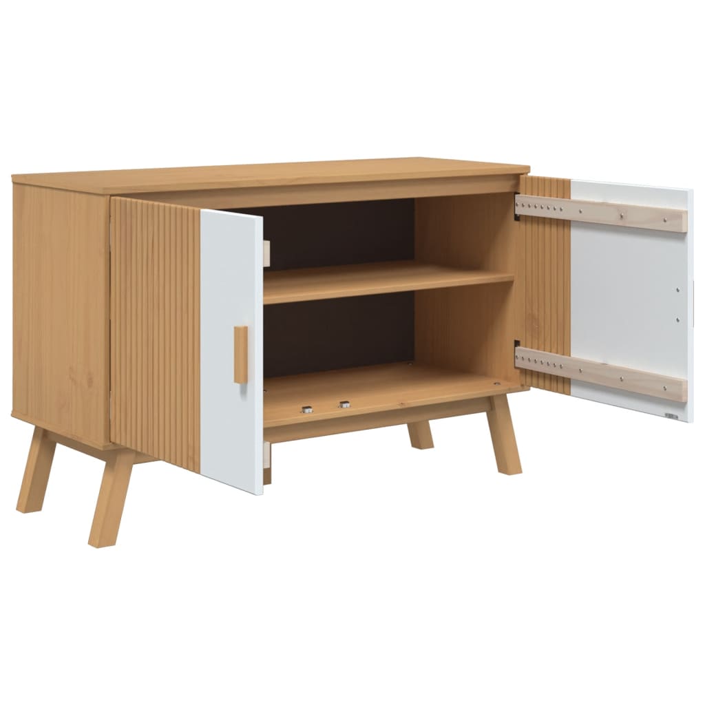 Komoda OLDEN bijelo-smeđa 114x43x73,5 cm od masivne borovine