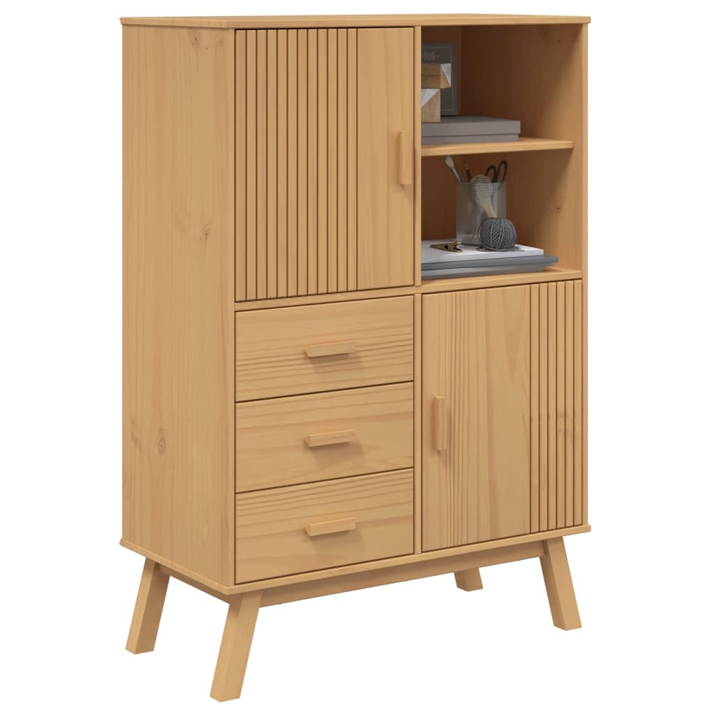 Visoka komoda OLDEN smeđa 85 x 43 x 125 cm od masivne borovine