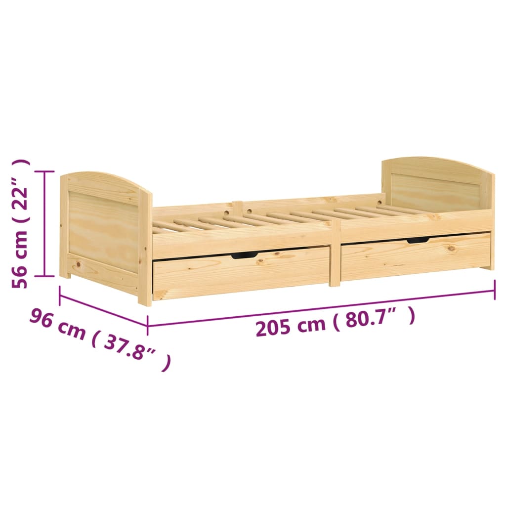 Dnevni ležaj s 2 ladice IRUN 90x200 cm masivna borovina