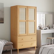 Komoda SENJA smeđa izgled ratana 90x55x175 cm masivna borovina