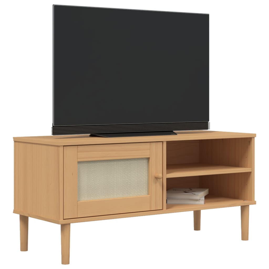 TV ormarić SENJA izgled ratana smeđi 106x40x49 cm od borovine