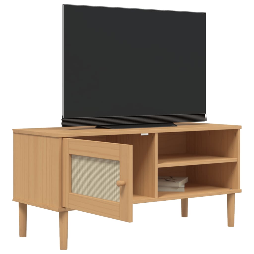 TV ormarić SENJA izgled ratana smeđi 106x40x49 cm od borovine