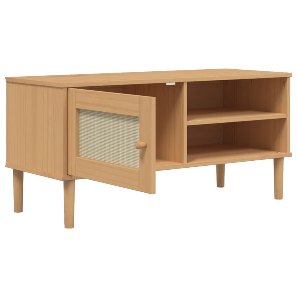 TV ormarić SENJA izgled ratana smeđi 106x40x49 cm od borovine