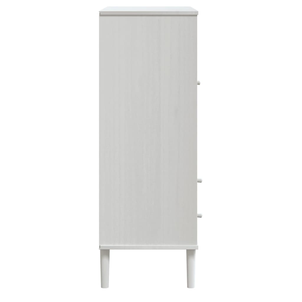 Visoka komoda SENJA bijela izgled ratana 90x40x112 cm borovina