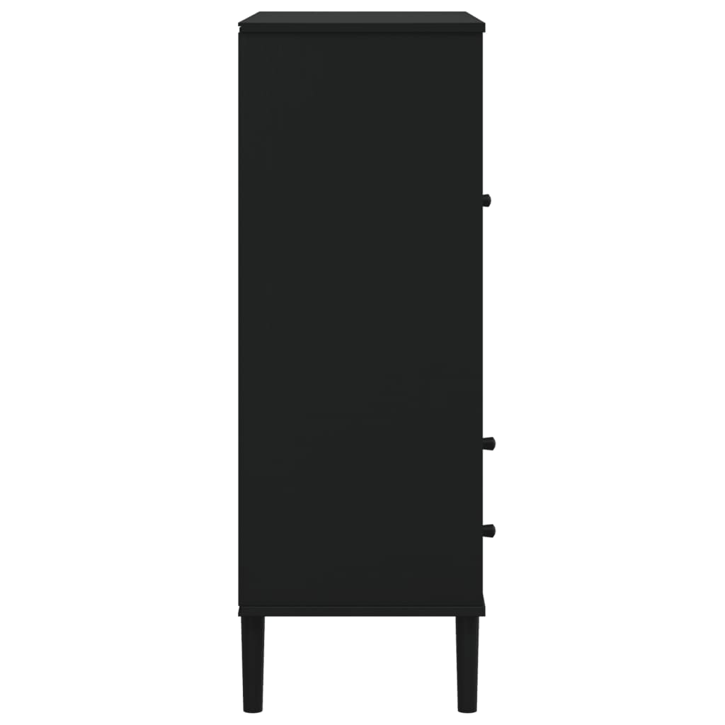 Visoka komoda SENJA crna izgled ratana 90x40x112 cm borovina