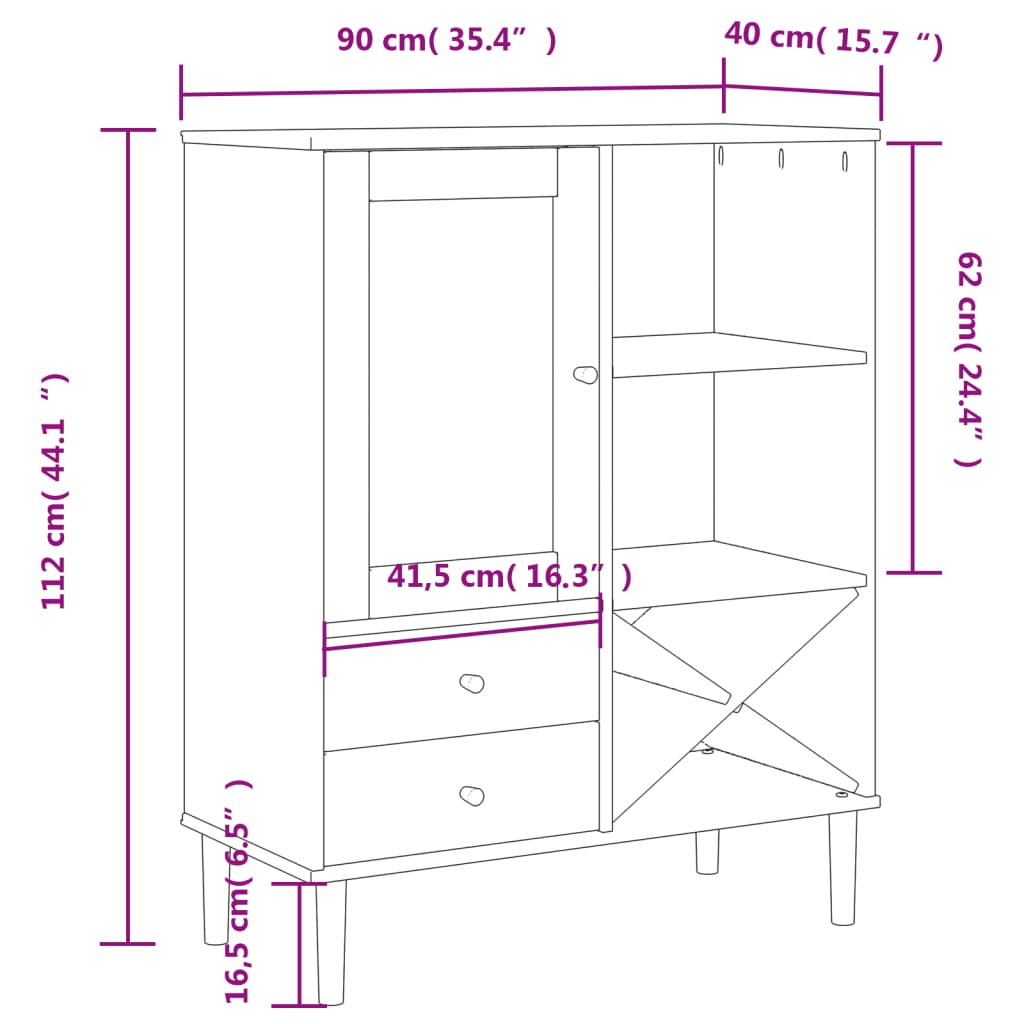 Visoka komoda SENJA crna izgled ratana 90x40x112 cm borovina