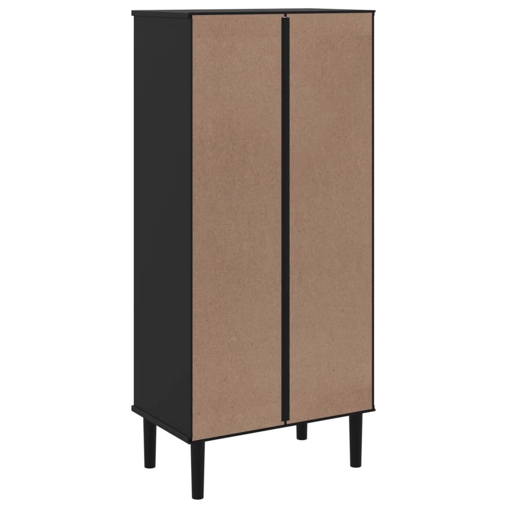 Regal za knjige SENJA izgled ratana crni 60x35x130 cm borovina