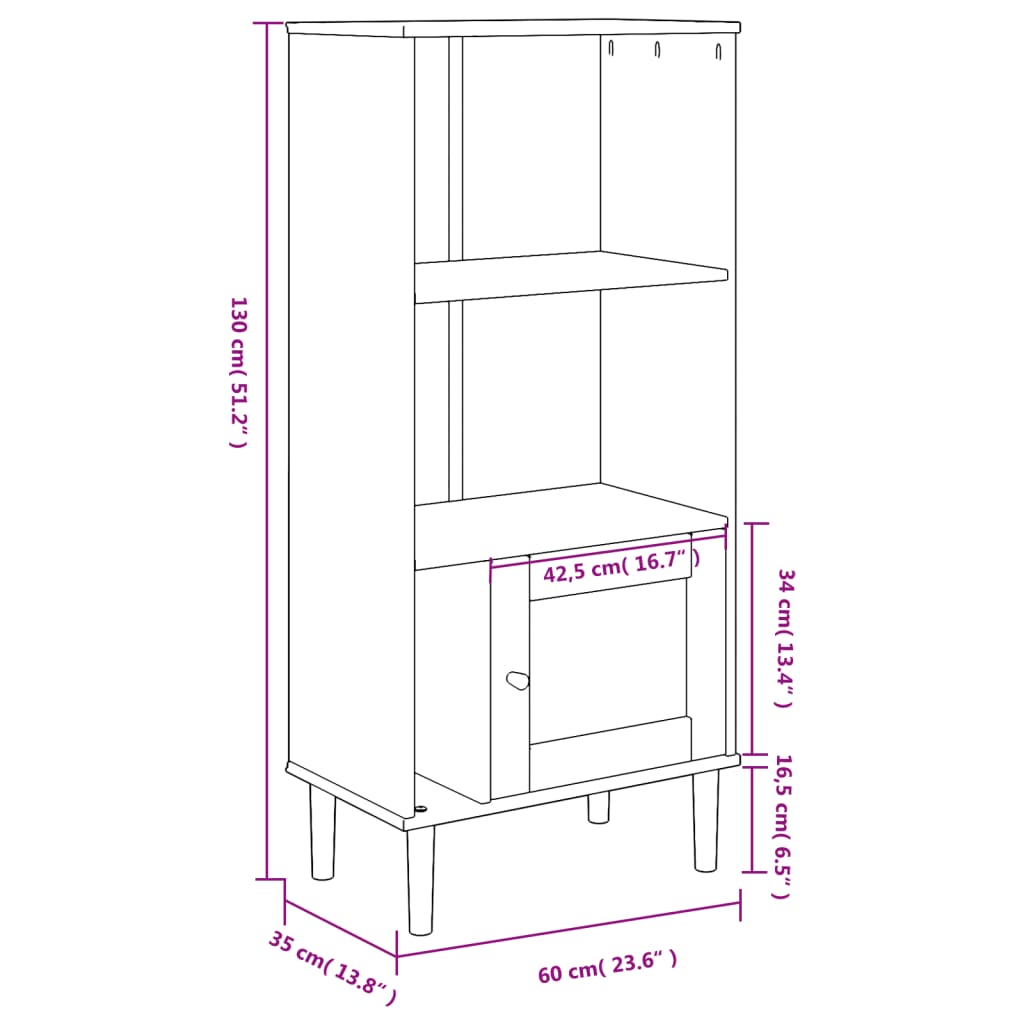 Regal za knjige SENJA izgled ratana crni 60x35x130 cm borovina