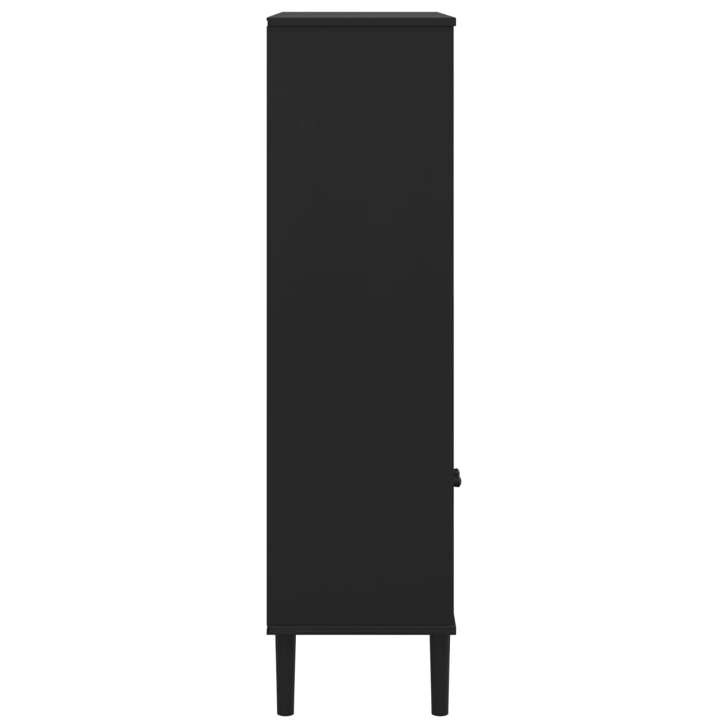 Regal za knjige SENJA izgled ratana crni 90x35x130 cm borovina