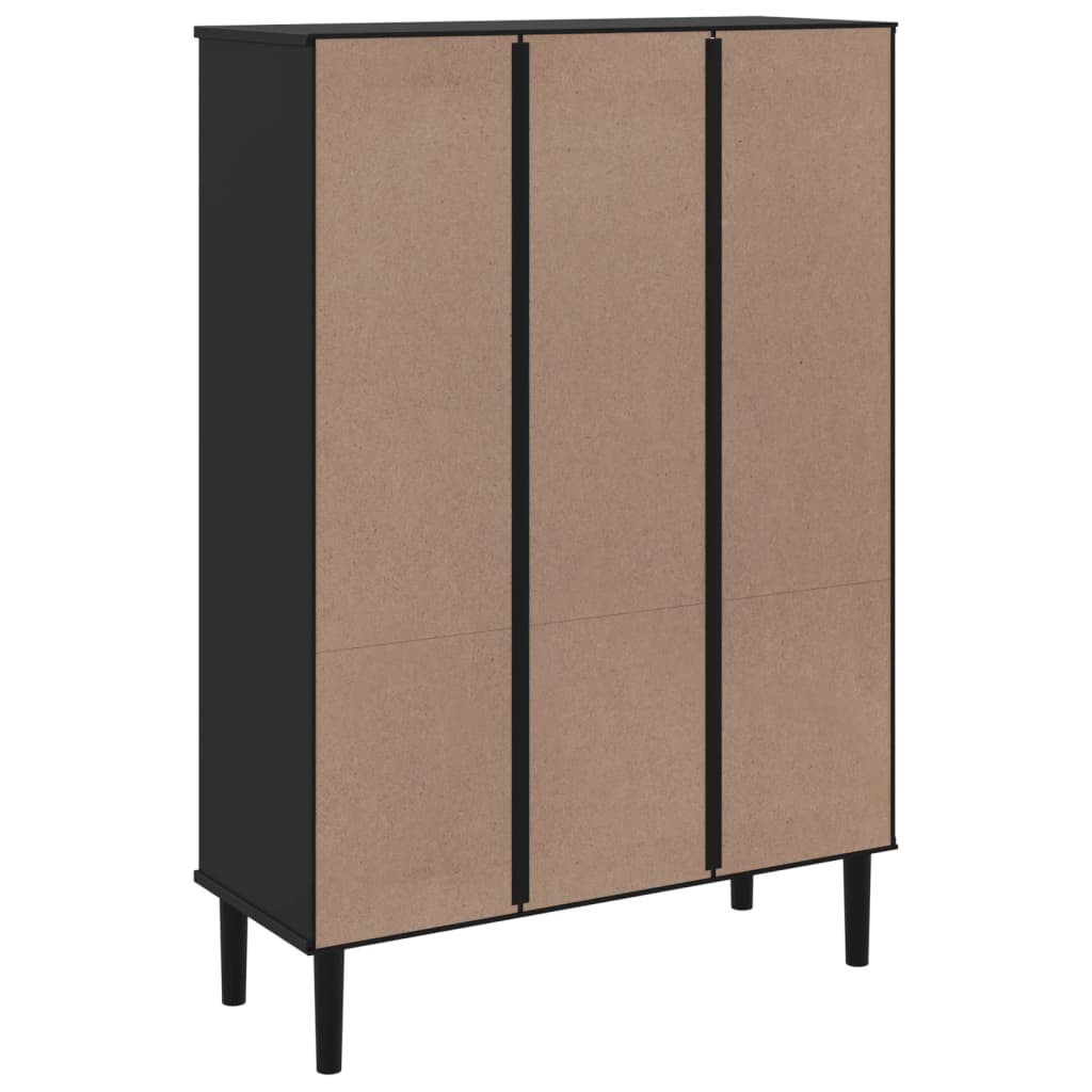 Regal za knjige SENJA izgled ratana crni 90x35x130 cm borovina