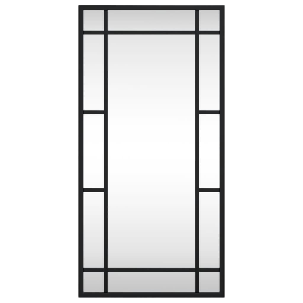 Zidno ogledalo crno 30 x 60 cm pravokutno željezno