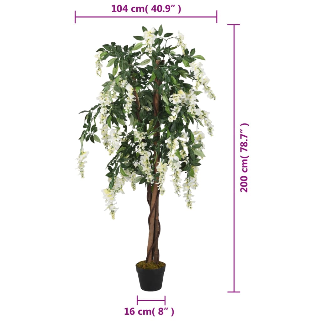 Umjetno stablo glicinije 1470 listova 200 cm zeleno-bijelo