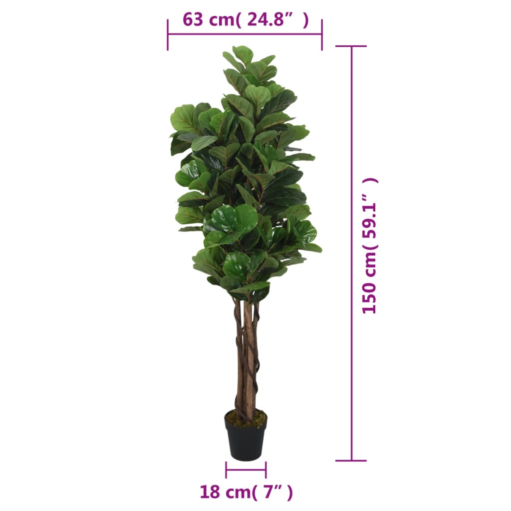 Umjetno stablo lirastog fikusa 180 listova 150 cm zeleno