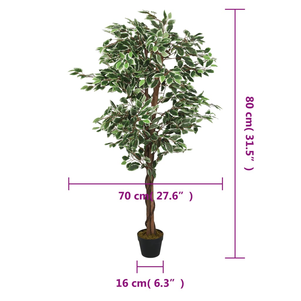 Umjetno stablo fikusa 378 listova 80 cm zeleno