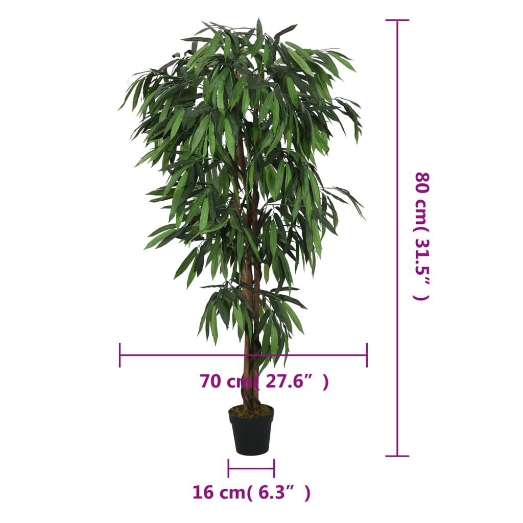 Umjetno stablo manga 300 listova 80 cm zeleno