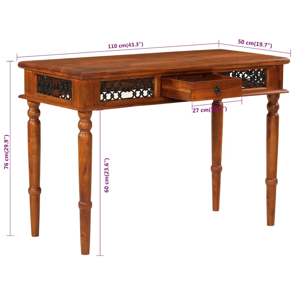 Radni stol s ladicom 110 x 50 x 76 cm masivno bagremovo drvo