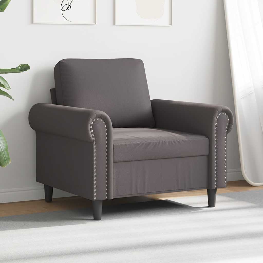 Fotelja siva 60 cm od umjetne kože