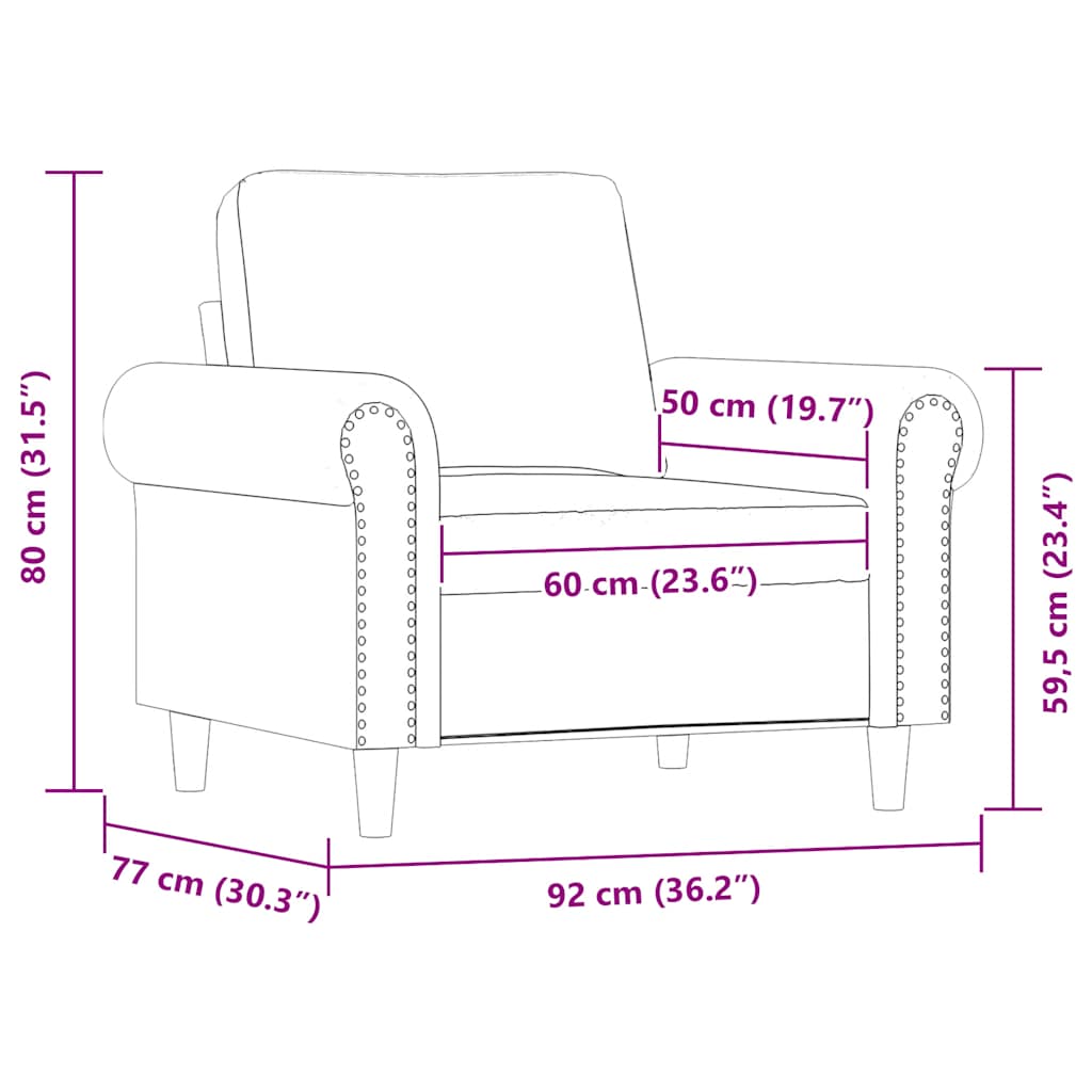 Fotelja boja cappuccina 60 cm od umjetne kože