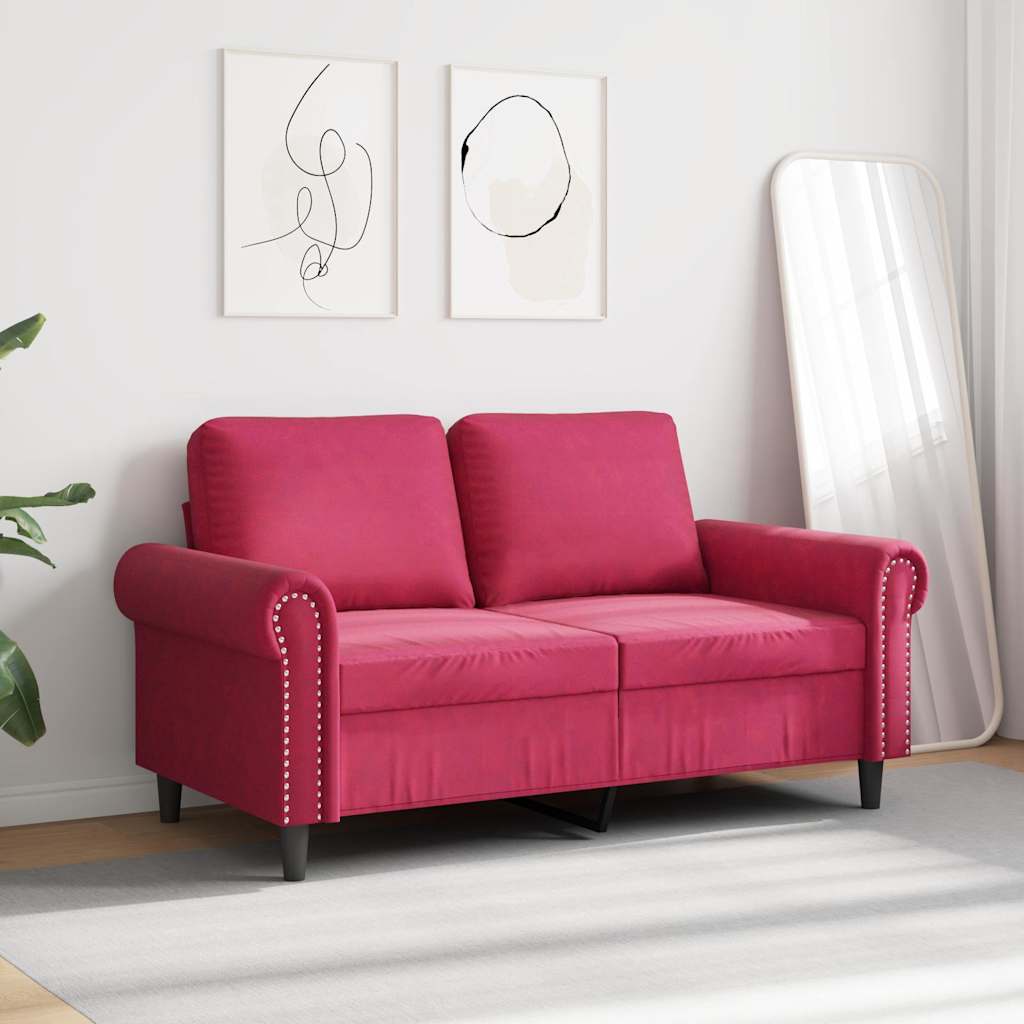 Dvosjed crvena boja vina 120 cm baršunasti