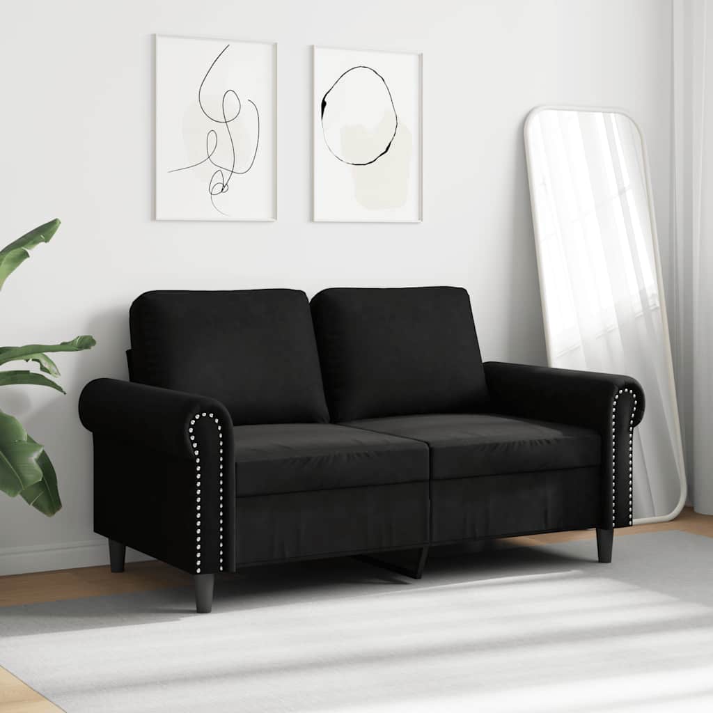 Dvosjed crni 120 cm baršunasti