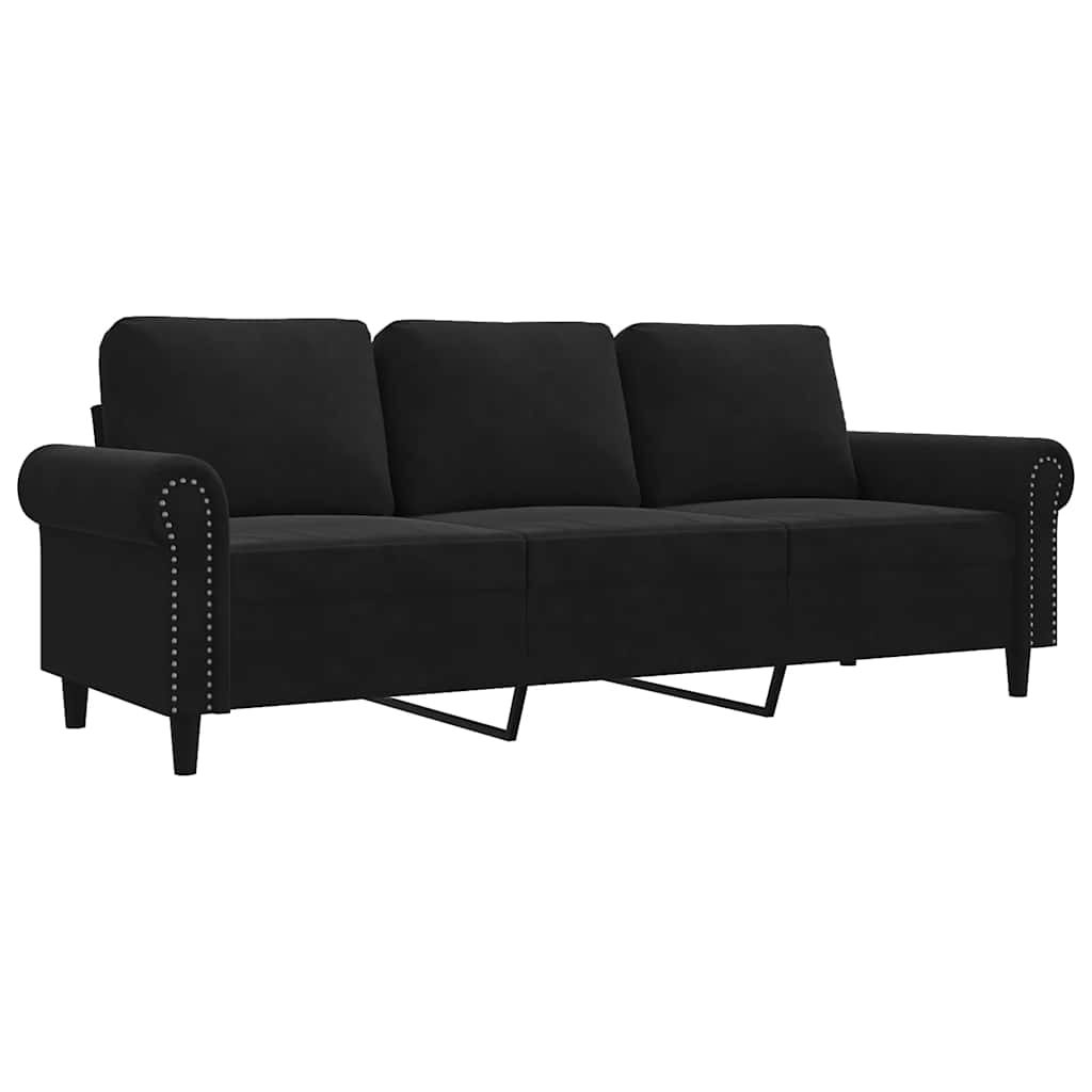 Trosjed od tkanine crna 180 cm baršunasti
