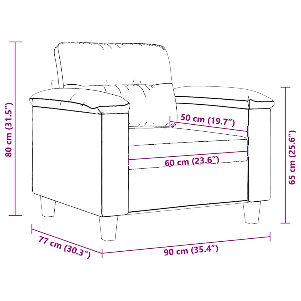Fotelja svjetlosiva 60 cm od mikrovlakana