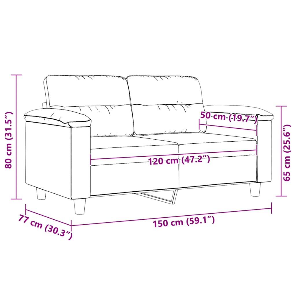 Dvosjed smeđesivi 120 cm od mikrovlakana