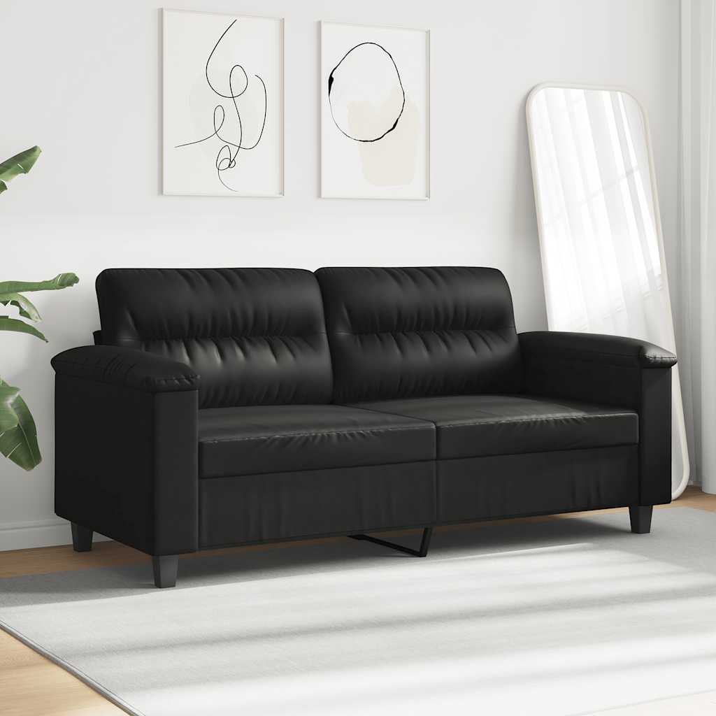 Dvosjed od tkanine crni 140 cm mikrovlakana