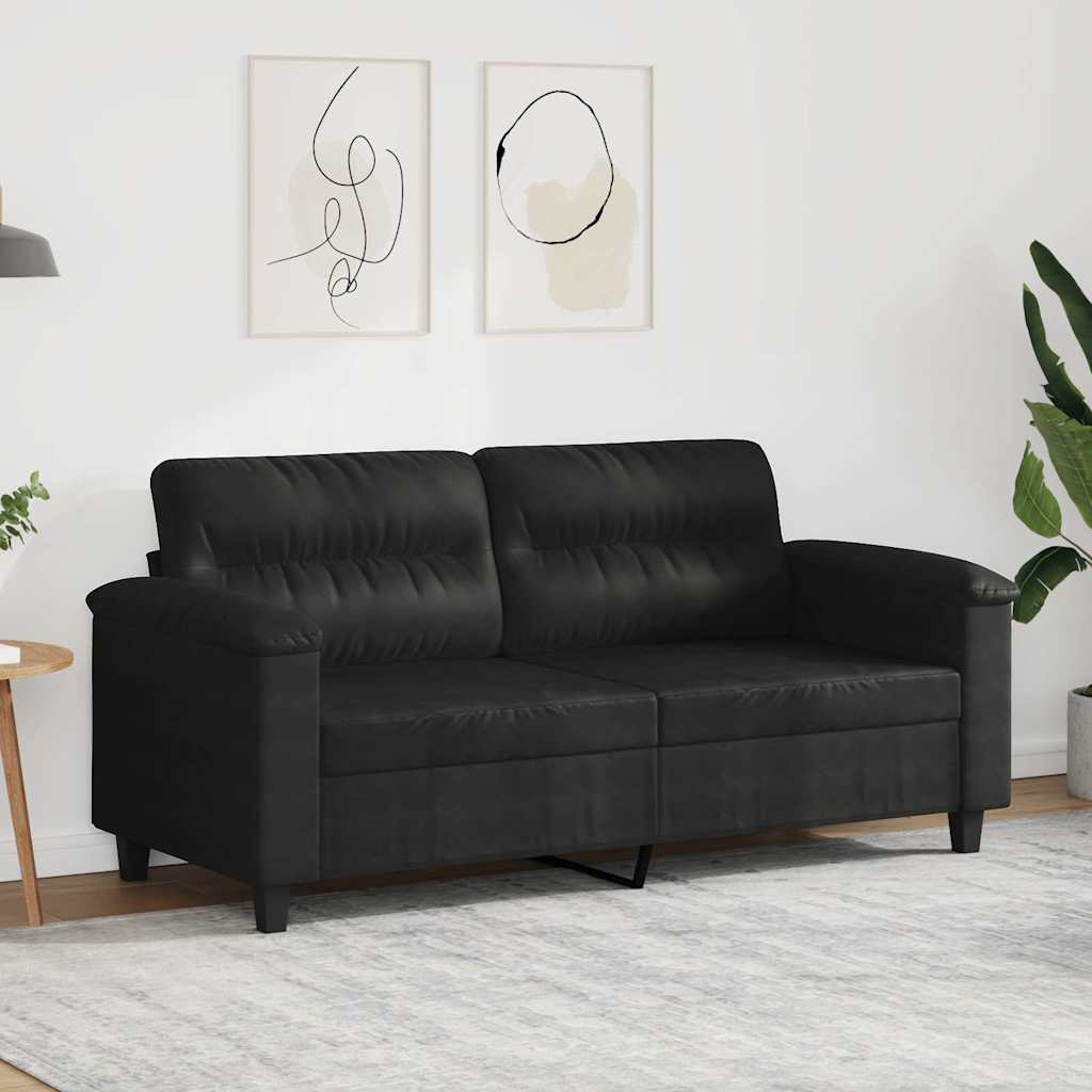 Dvosjed od tkanine crni 140 cm mikrovlakana