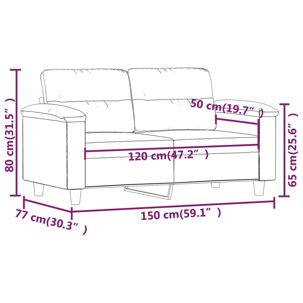 Dvosjed od tkanine krem 120 cm od umjetne kože