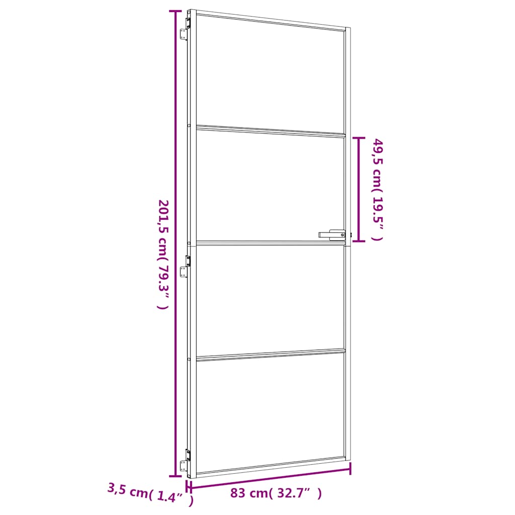 Sobna vrata tanka zlatna 83x201,5 cm kaljeno staklo i aluminij