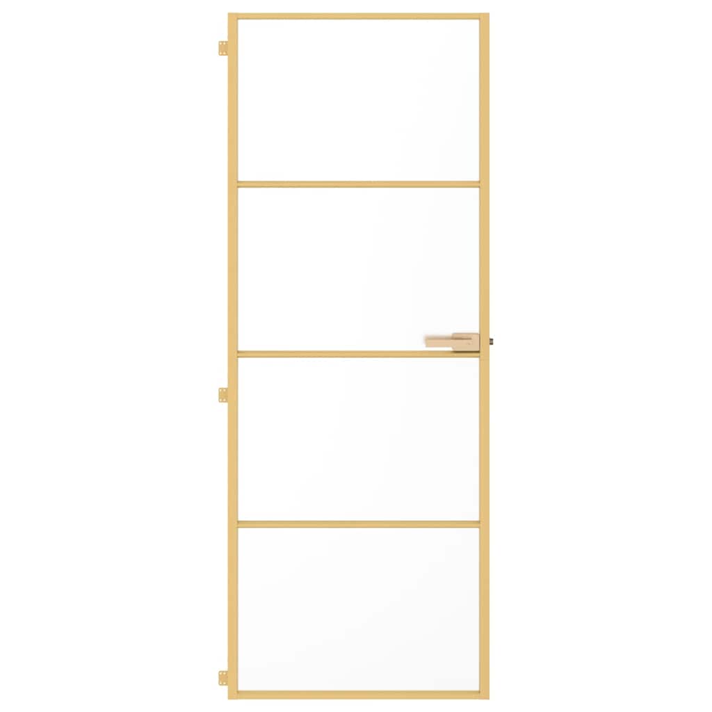 Sobna vrata tanka zlatna 76x201,5 cm kaljeno staklo i aluminij