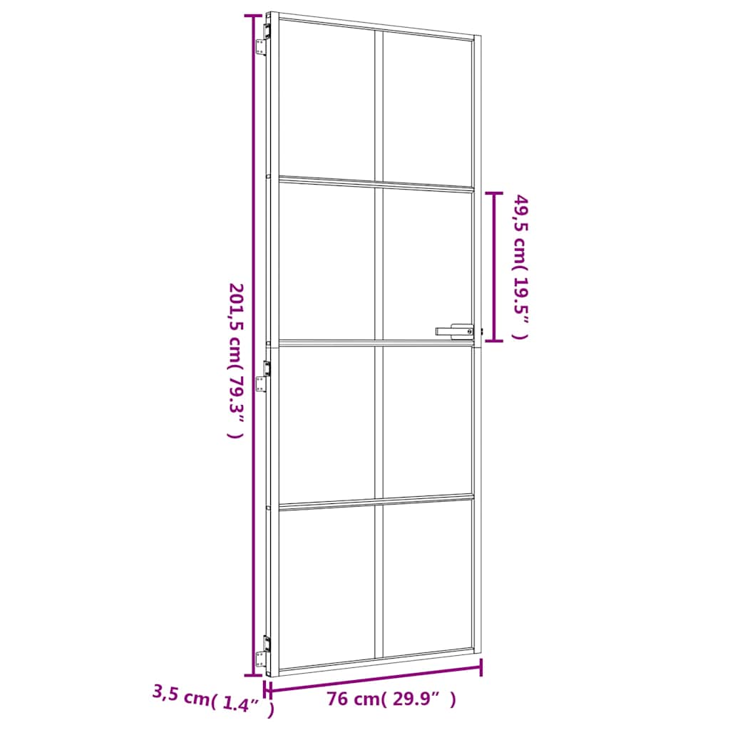 Sobna vrata tanka zlatna 76x201,5 cm kaljeno staklo i aluminij