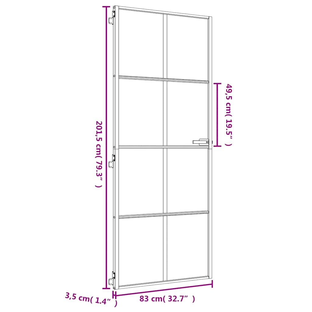 Sobna vrata tanka zlatna 83x201,5 cm kaljeno staklo i aluminij