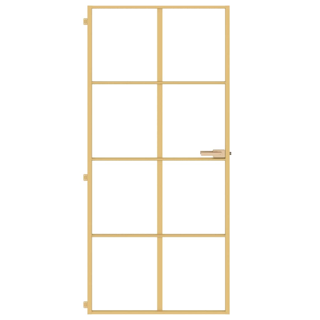 Sobna vrata tanka zlatna 93x201,5 cm kaljeno staklo i aluminij