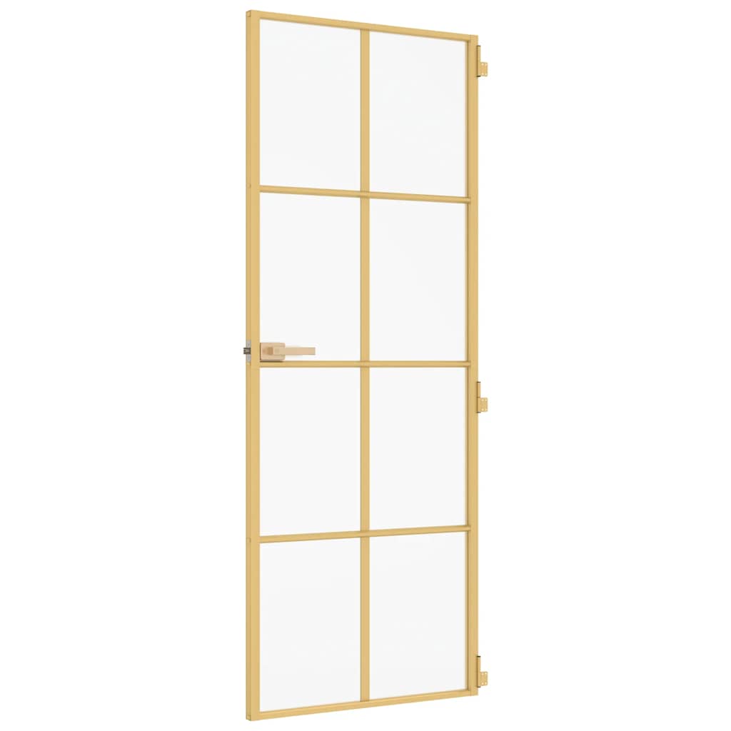 Sobna vrata tanka zlatna 83x201,5 cm kaljeno staklo i aluminij
